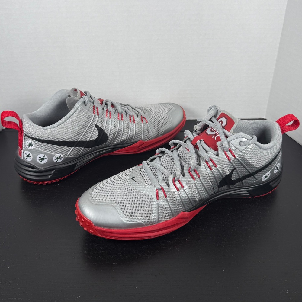 Nike Mens Size 10 Ohio State Buckeyes Gray Lunar TR1 Training Shoes 654283-016